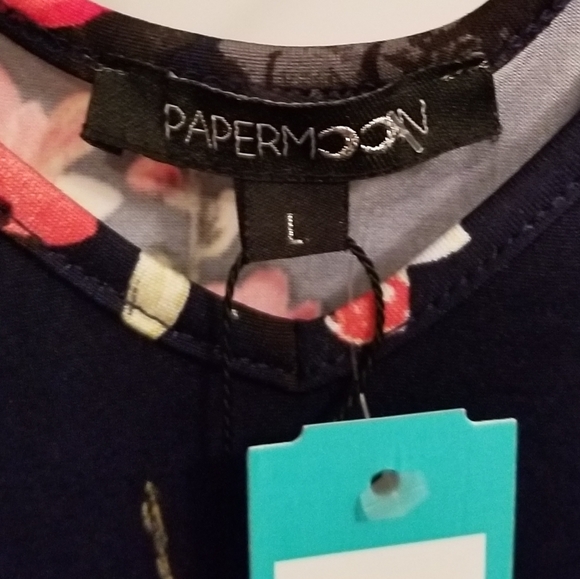 NWT Papermoon Stitchfix Women's Navy Floral Top Sz Lg - Picture 4 of 8